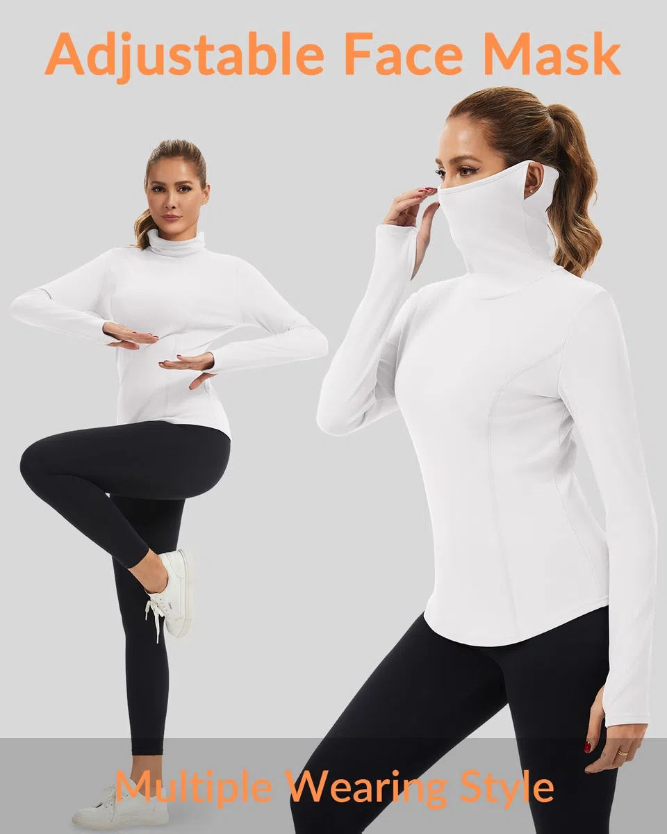 Soneven Maglione da donna in pile, con collo alto, termico, a maniche lunghe, per sci, escursionismo, corsa
