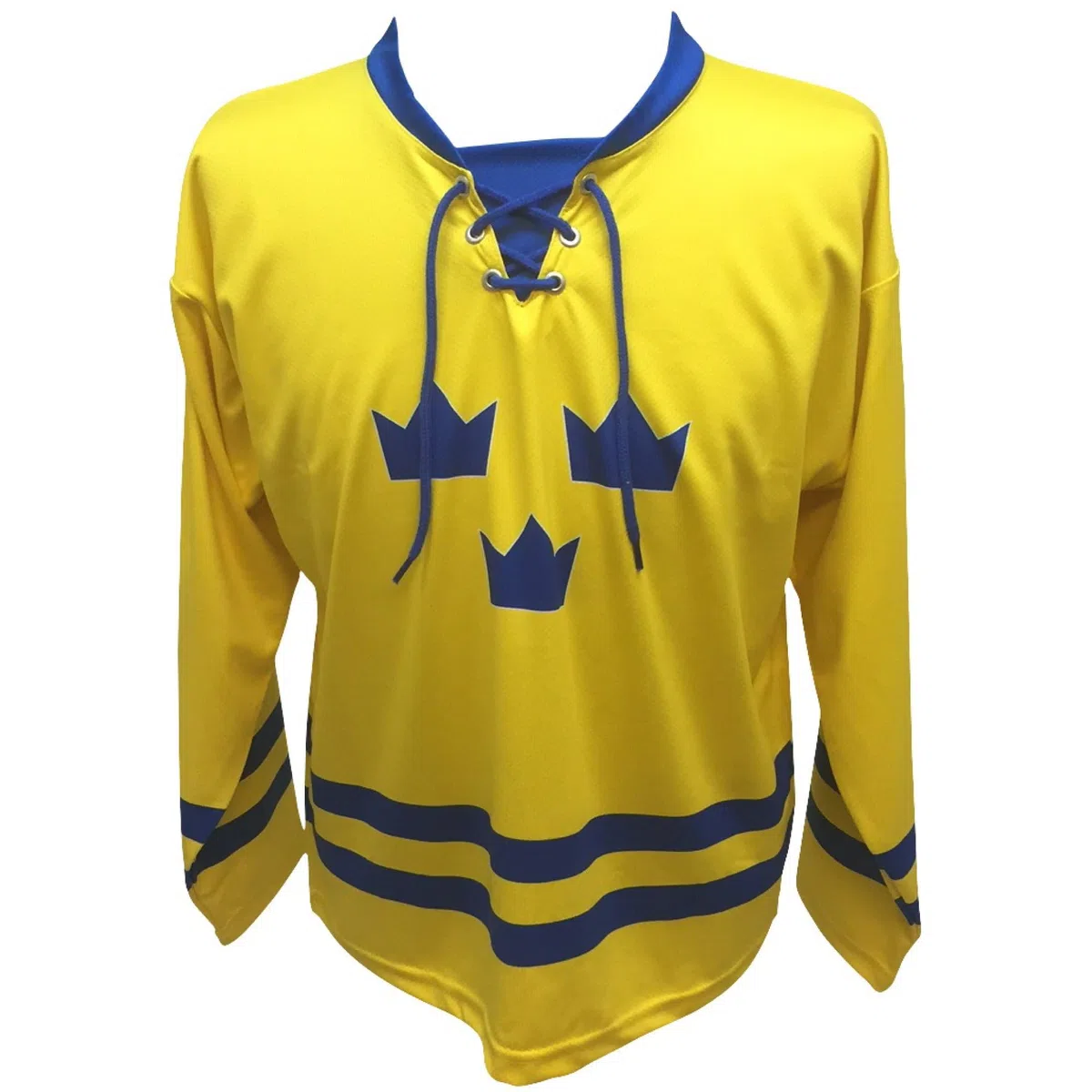 Sweden Hockey Shirt – Three Crowns Replica Ice Hockey Jersey – Swedish Match Jersey with Lace-Up Neck