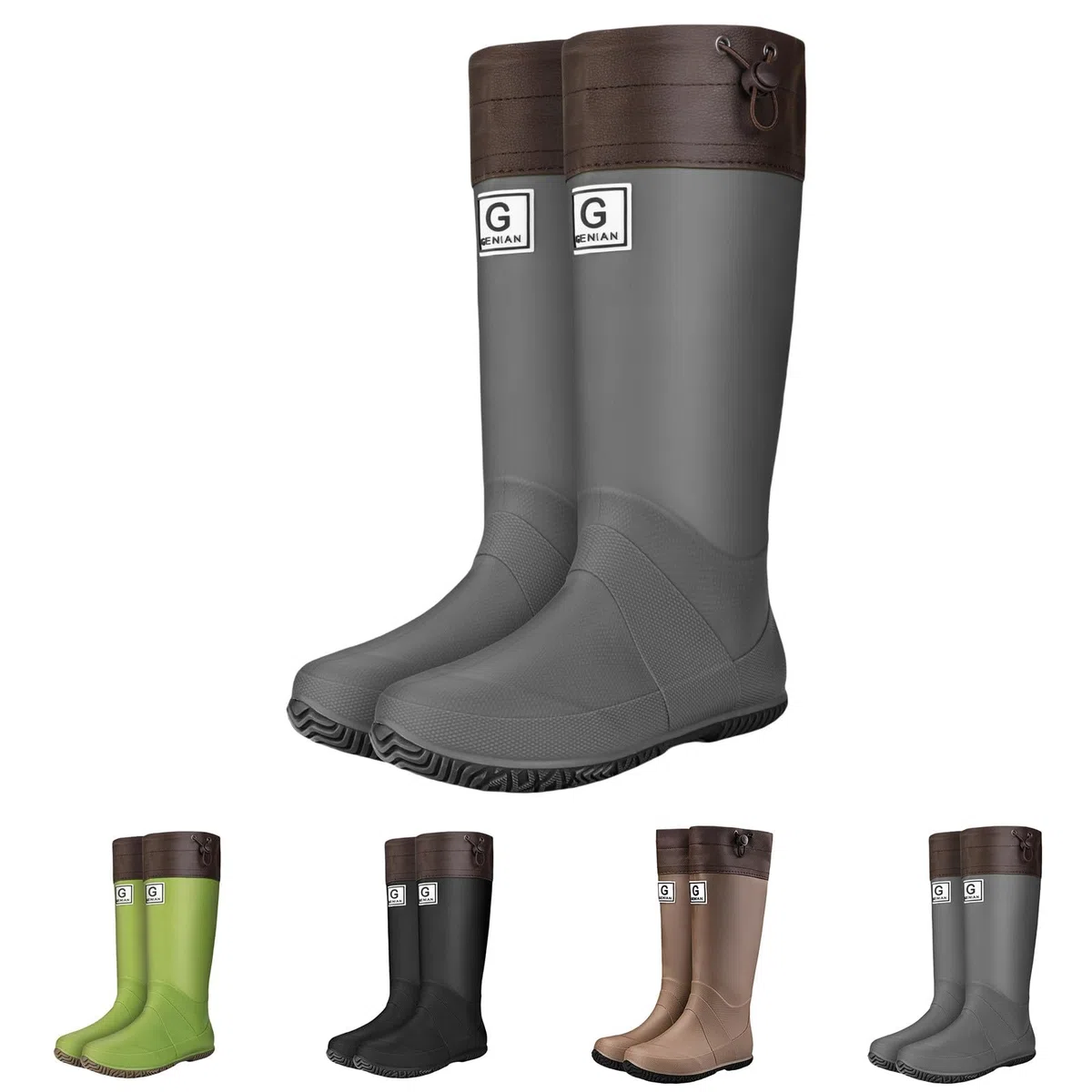 Stivali di gomma da donna alti pieghevoli, impermeabili, per pioggia, attività all'aperto, escursionismo, passeggiate con cani, scarpe da giardino, scarpe da pioggia, scarpe da acqua, Chelsea