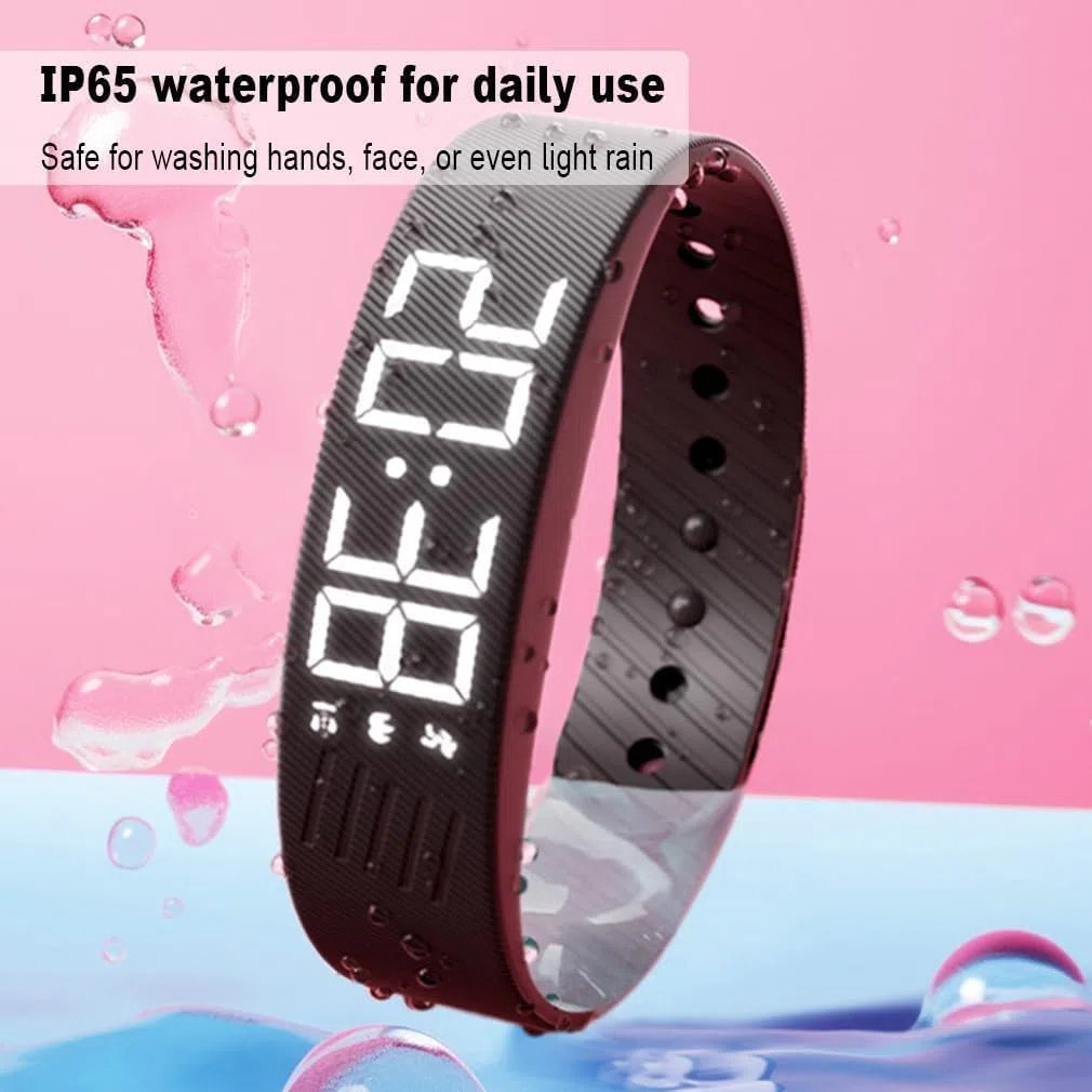 Bracciale con sveglia 2025 Nuovo cinturino da polso per chi dorme profondamente, vibrazione silenziosa, sveglia senza snooze, smartwatch con ricarica USB per uomo e donna