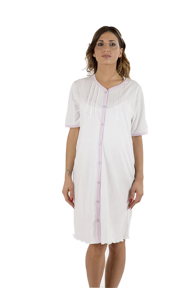 Premamy - Camicia Clinica per Premaman, Modello Aperto Davanti, Cotone Jersey, Pre-Post Parto