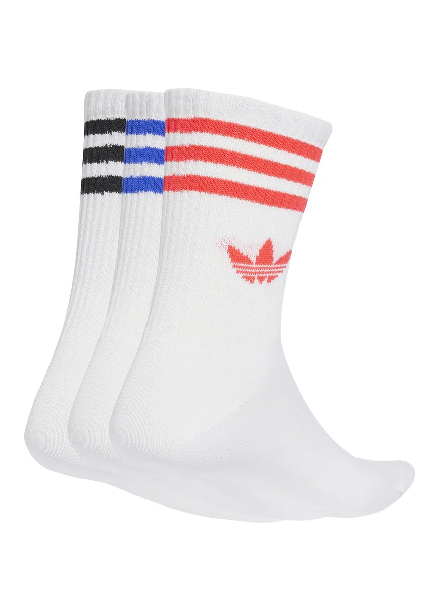 adidas Originals Adicolor Trefoil - Confezione da 3 paia di calzini bianchi con strisce luminose
