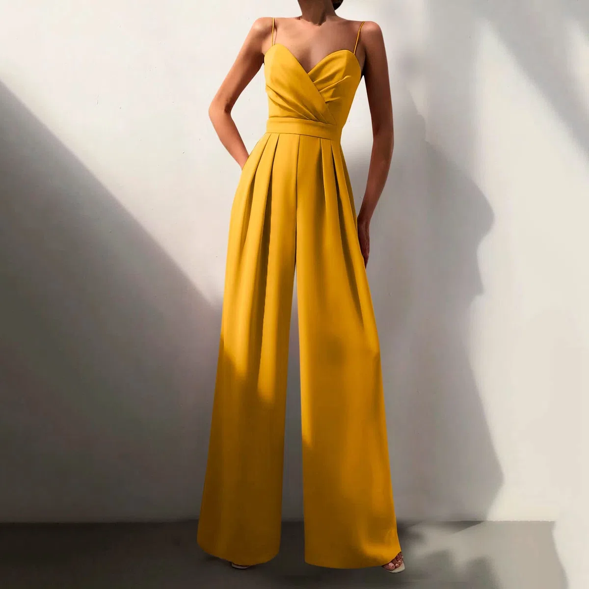 Tuta Donna Eleganti Curvy Pantaloni da Tuta da Donna Baggy Completo Senza Manica Scollo a V Vestito Con Tasche Tinta Unita Tute da Donne Elegante Cerimonia Playsuit Completi Lungo da Sera Interi