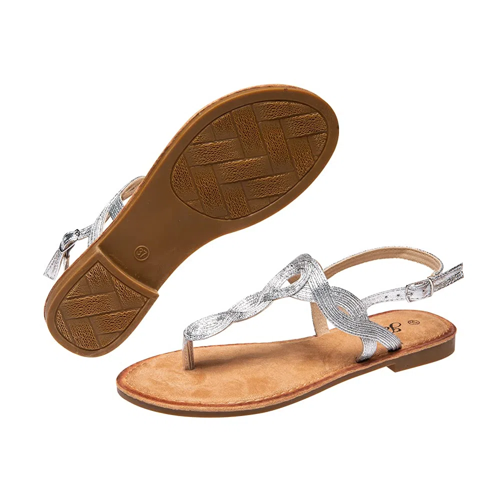 JOMIX Sandali Donna Estivi Infradito Eleganti Bassi Fascia Intrecciata con Cinturino Regolabile Scarpe Aperte per Cerimonia Vacanze Giorno e Sera