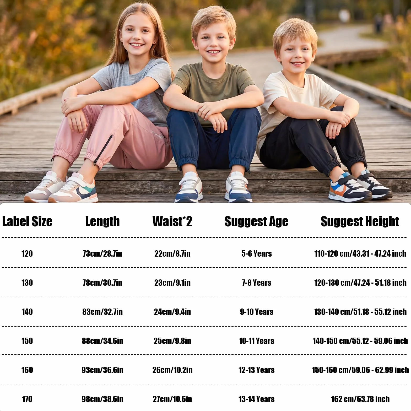 Pantaloni da Trekking per Bambini, Antivento Impermeabili Pantalone con Fodera a Rete Antipioggia Ragazzi Traspiranti Casual All'Aperto Autunno Primavera Abbigliamento 5-14 Anni