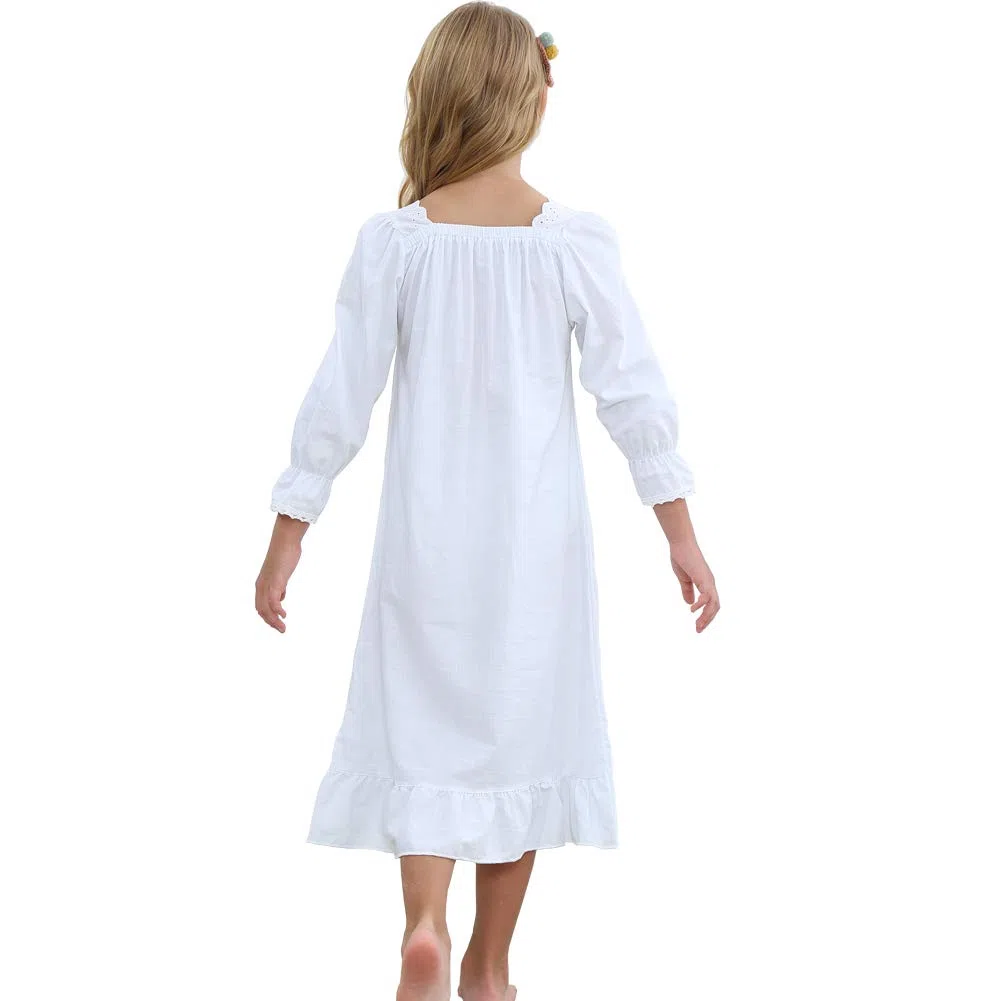 Ragazze Camicia da Notte 100% Cotton da Fata Camicia da Notte - Bianco, Bianco, Age 3-12