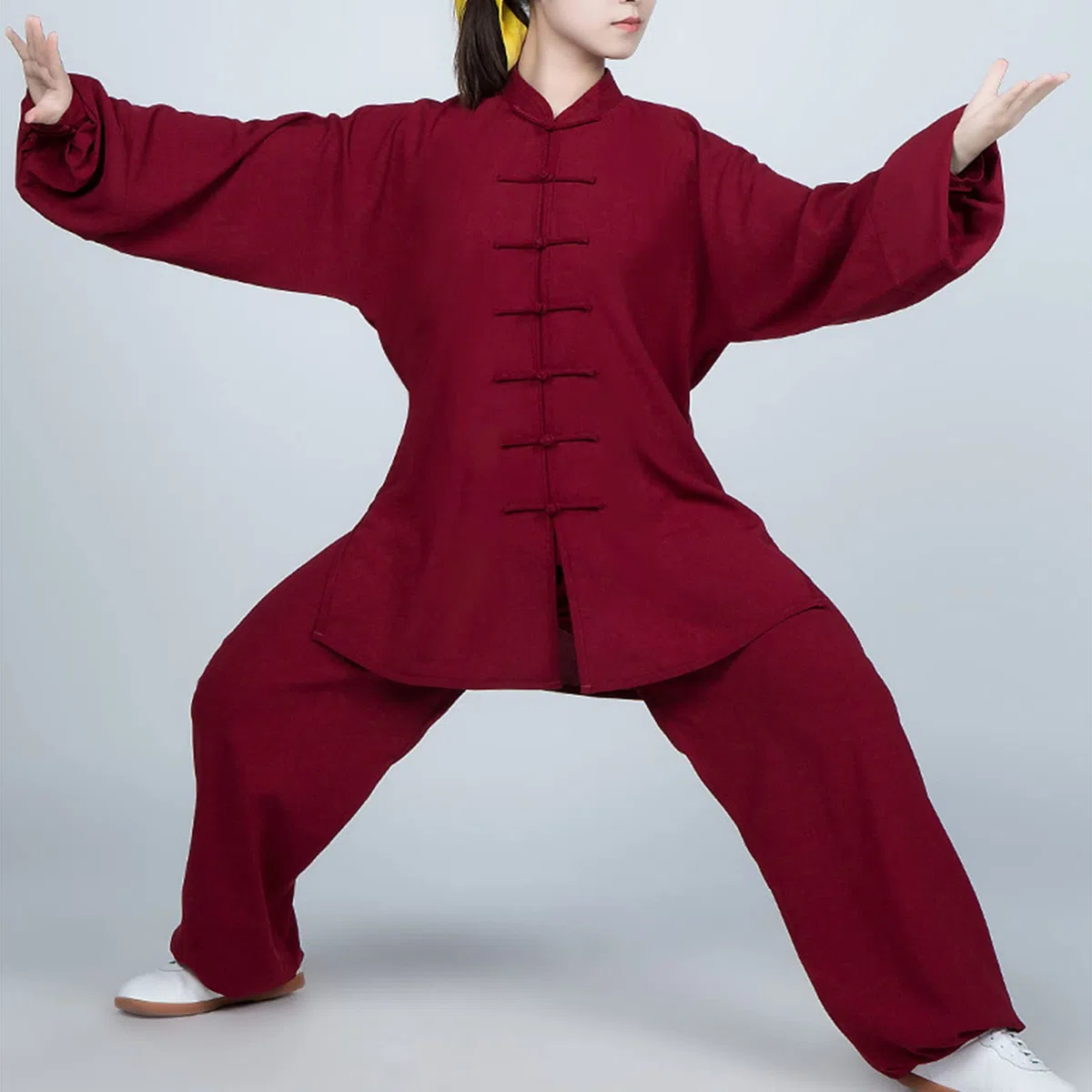 Uomo Donne Tai Chi Abbigliamento Fibbia a Disco Maniche Lunghe Cotone e Lino Tradizione Cinese Tute da Ginnastica da Kung Fu Morbido e Traspirante Arti Marziali Wing Chun Uniform