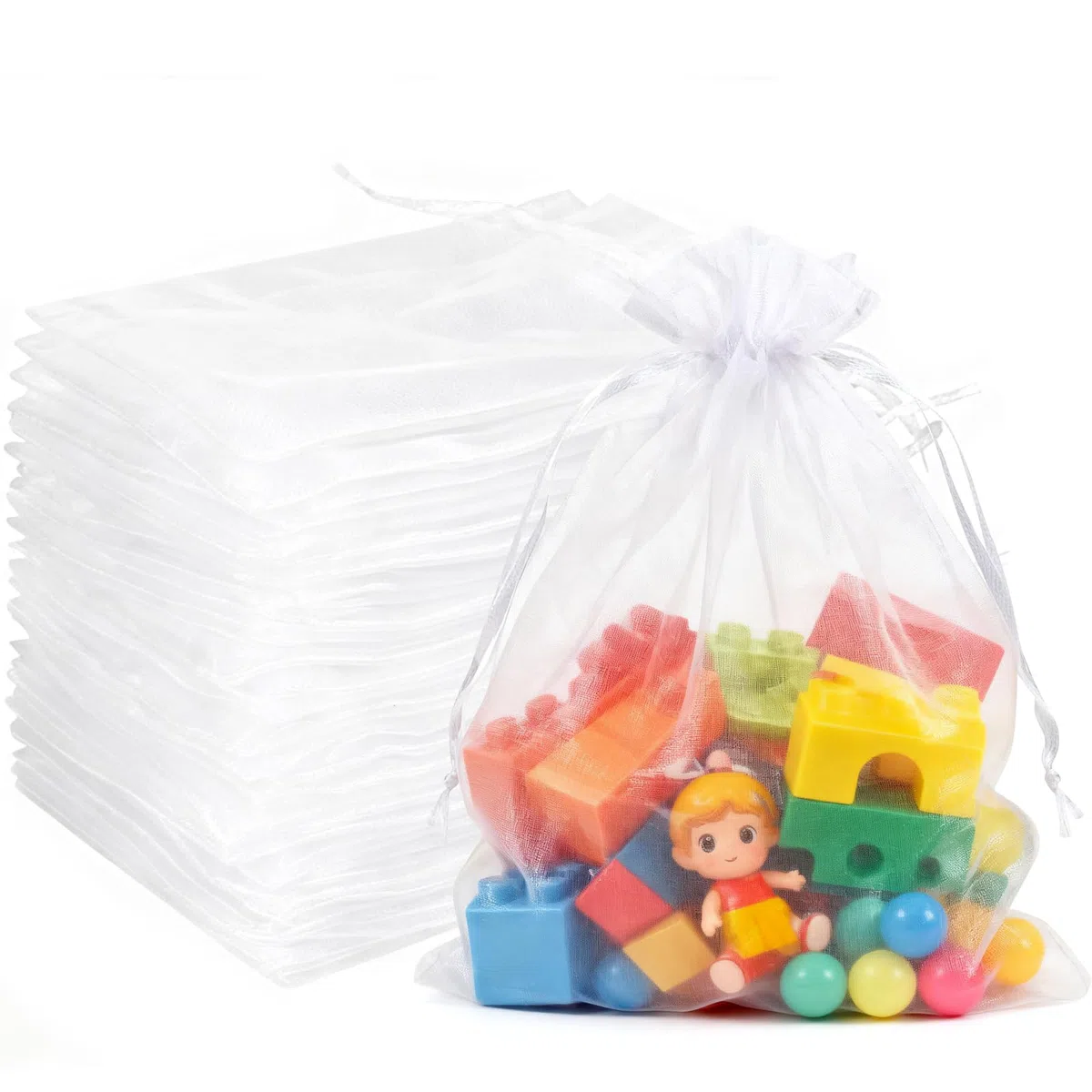 SXUUXB 100pz Grande Sacchetti Regalo in Organza 20x30cm,Bianco Trasparente Sacchetti Portaconfetti per Confezioni Bomboniere Comunione Matrimonio Compleanno Gioielli Bustine