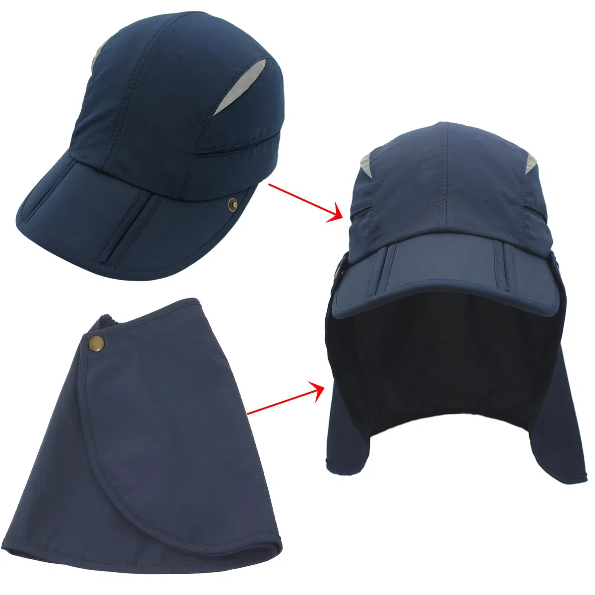 Cappello con protezione per il collo staccabile multiuso estivo cappello da sole protezione solare traspirante asciugatura rapida protezione UV