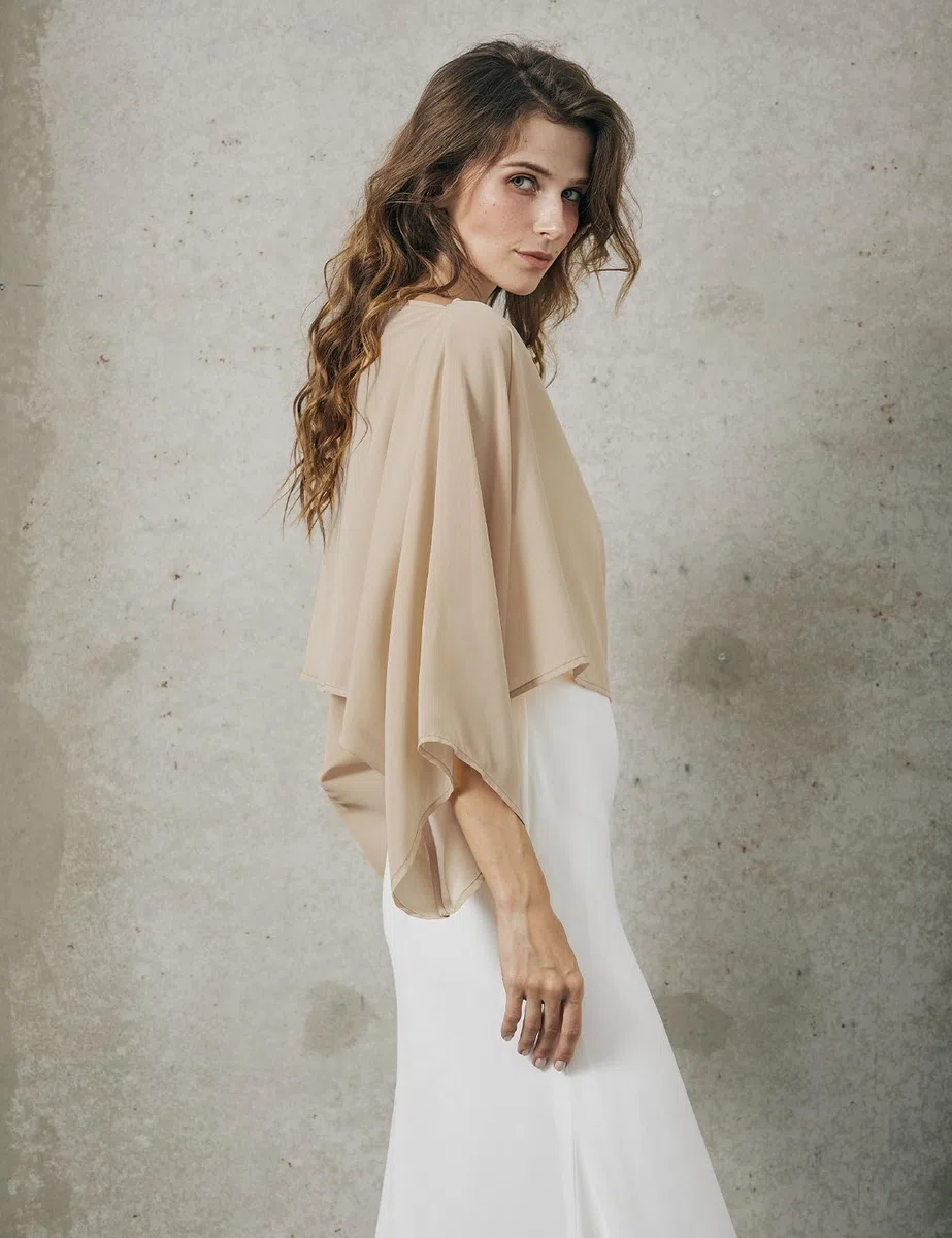 BEAUTELICATE Mantello Bolero Chiffon Top Manica Pipistrello Scialle Stola Trasparente Donna Sposa Damigella d'onore Matrimonio Ospite Serata Cerimonia Estiva