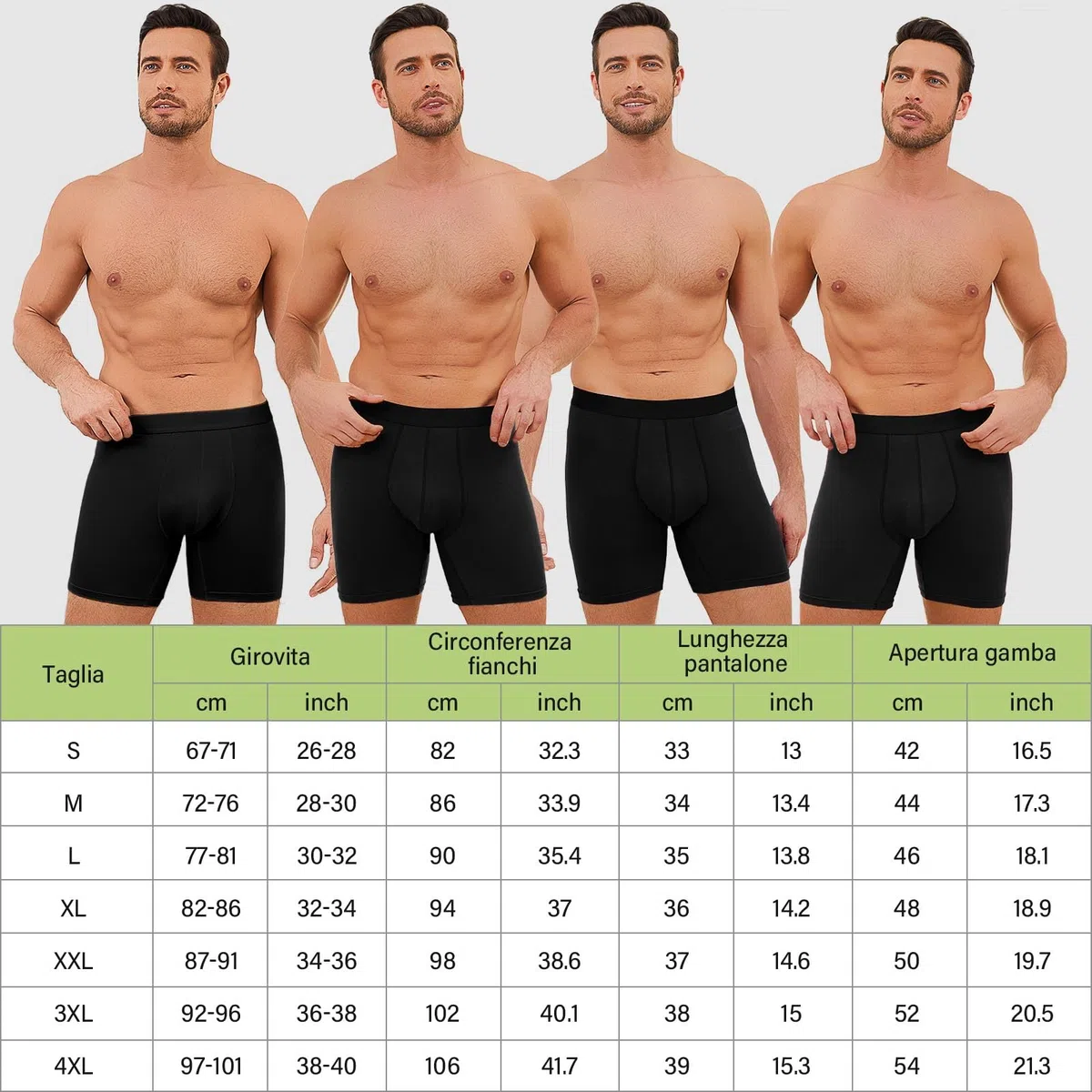PUTUO Uomo Mutande Boxer in bambù: Mutande Lungo Uomo Aderenti in Bamboo con Conchiglia - 3D Ultra Morbido Comodi e Traspiranti Intimo Lunghi Senza Etichette 6 Paia