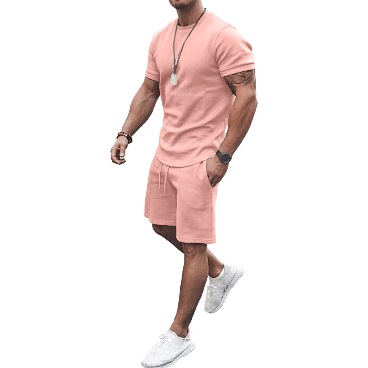 amropi Tuta Uomo Sportiva 2 Pezzi T-Shirt + Pantaloncini Estiva Maniche Corte Set Completo