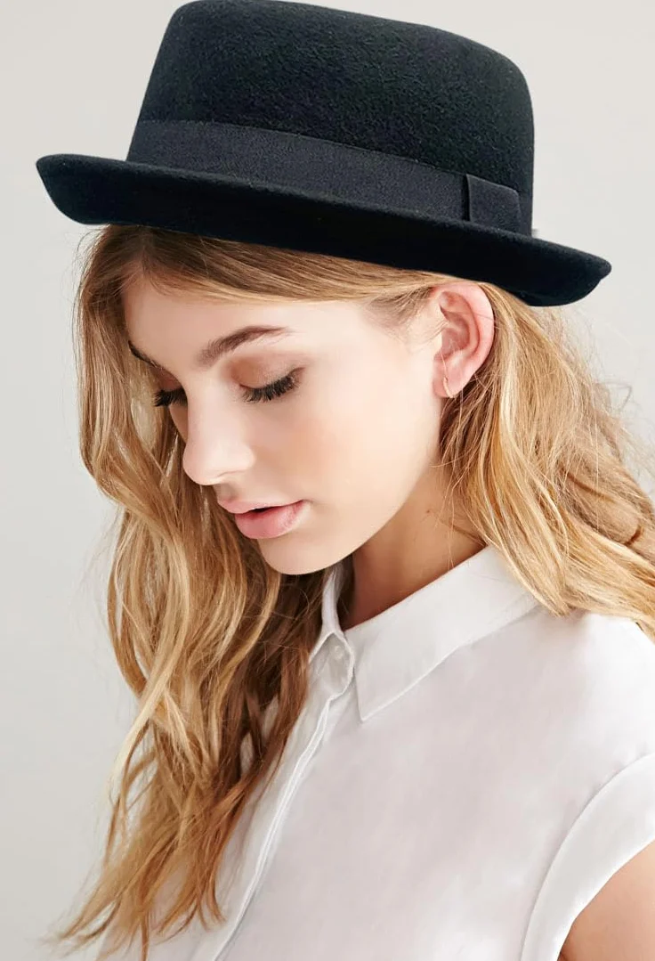 INOGIH Cappello Pork Pie Bombetta in Feltro di Lana Porkpie Boater Derby Cappello Fedora per Uomo Donna (S/M)