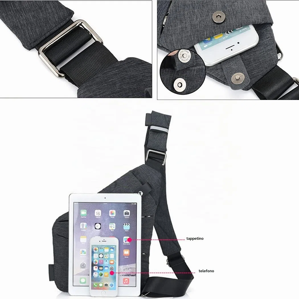 Sling Bag Crossbody Spalla Petto Zaino antifurto a ghigliottina, per Uomo Donna