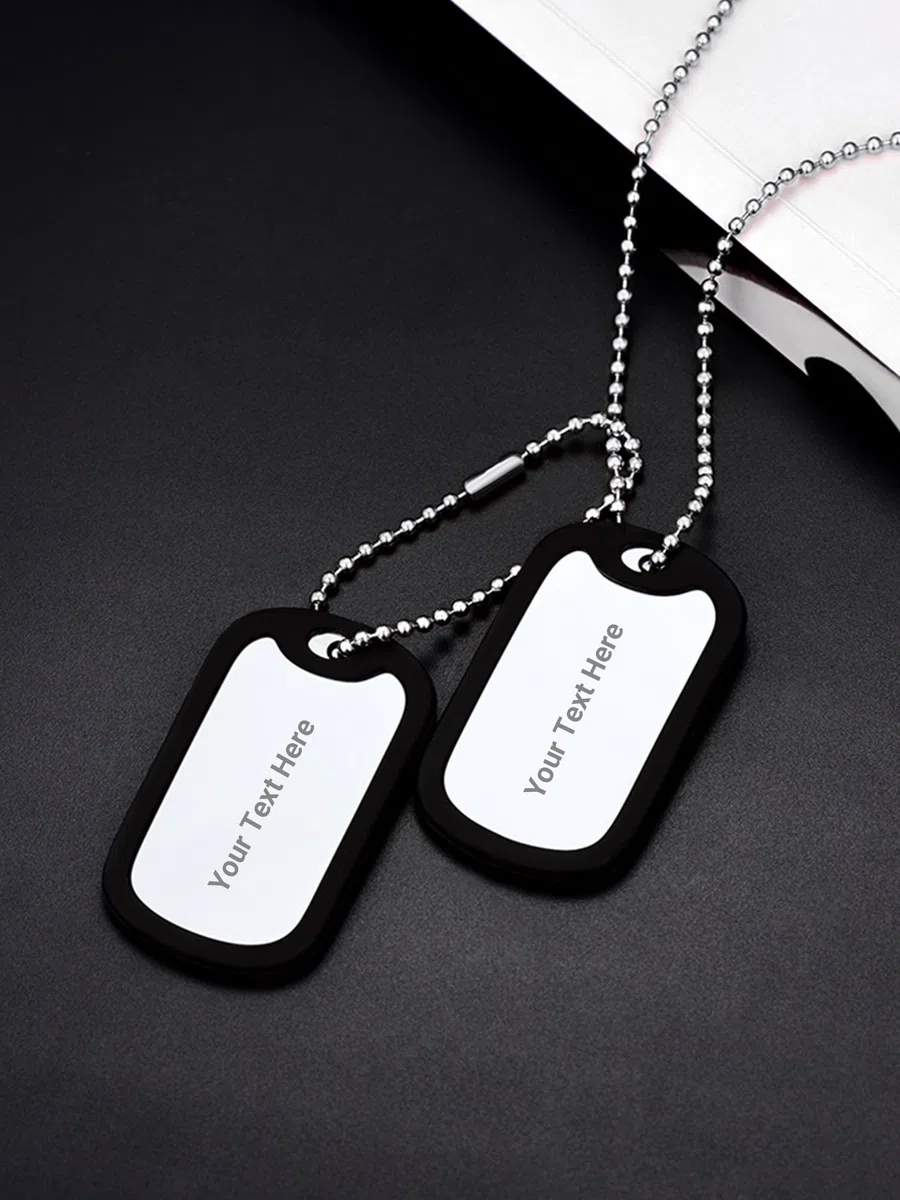 PROSTEEL Collana Uomo, Collana Militare Personalizzata, Piastrine Dog Tag, Incisione Laser, Catena Palla 55+5 CM, Ciondolo Targhetta dell'Esercito, Militare ID Targhetta(con Confezione)