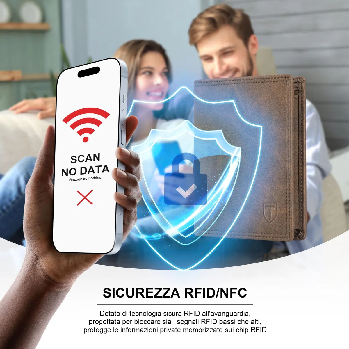 TEEHON Portafogli Uomo, RFID Pelle Portafoglio Uomo Slim con 12 Porta Carte di Credito Uomo, 1 ID Window & Foto Window, 1 Tasca Portamonete, 2 Scomparti per Banconote, Confezione Regalo - Marrone