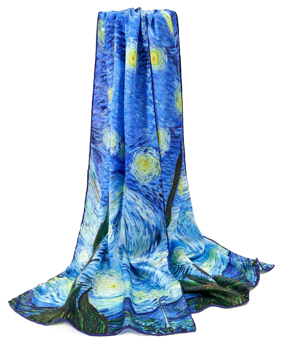 Donna 160cm Sciarpa Arte Colorata Di Seta Lunga Foulard in Seta Pura idee regalo Claude Monet