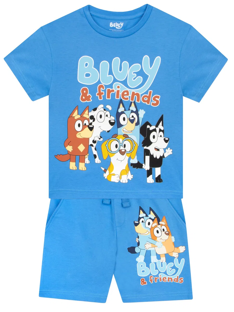 Bluey Vestito Bingo Abbigliamento per Ragazzi | Completo Bambino Estivo | Cotone Pantaloni Corti Ragazzo