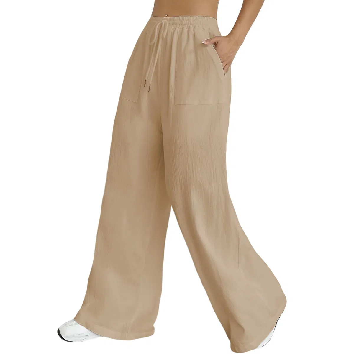 Nuofengkudu Larghi Pantaloni Palazzo Donna Estivi Coulisse Elastico Vita Alta Tasche Comodi Eleganti Lunghi Leggeri Yoga Pantalone Traspiranti Sportivi Spiaggia Joggers