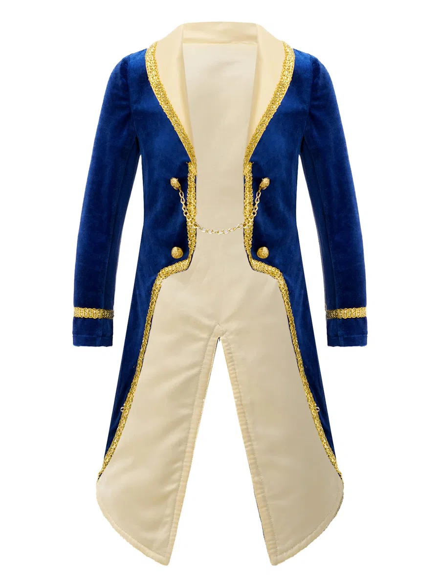 MSemis Costume da Principe La Bella e la Bestia Carnevale Costume Blazer Elegante Azzurro Abito da Cerimonia Cappotto Bambino Invernale Smoking Giacca da Sposa Festa