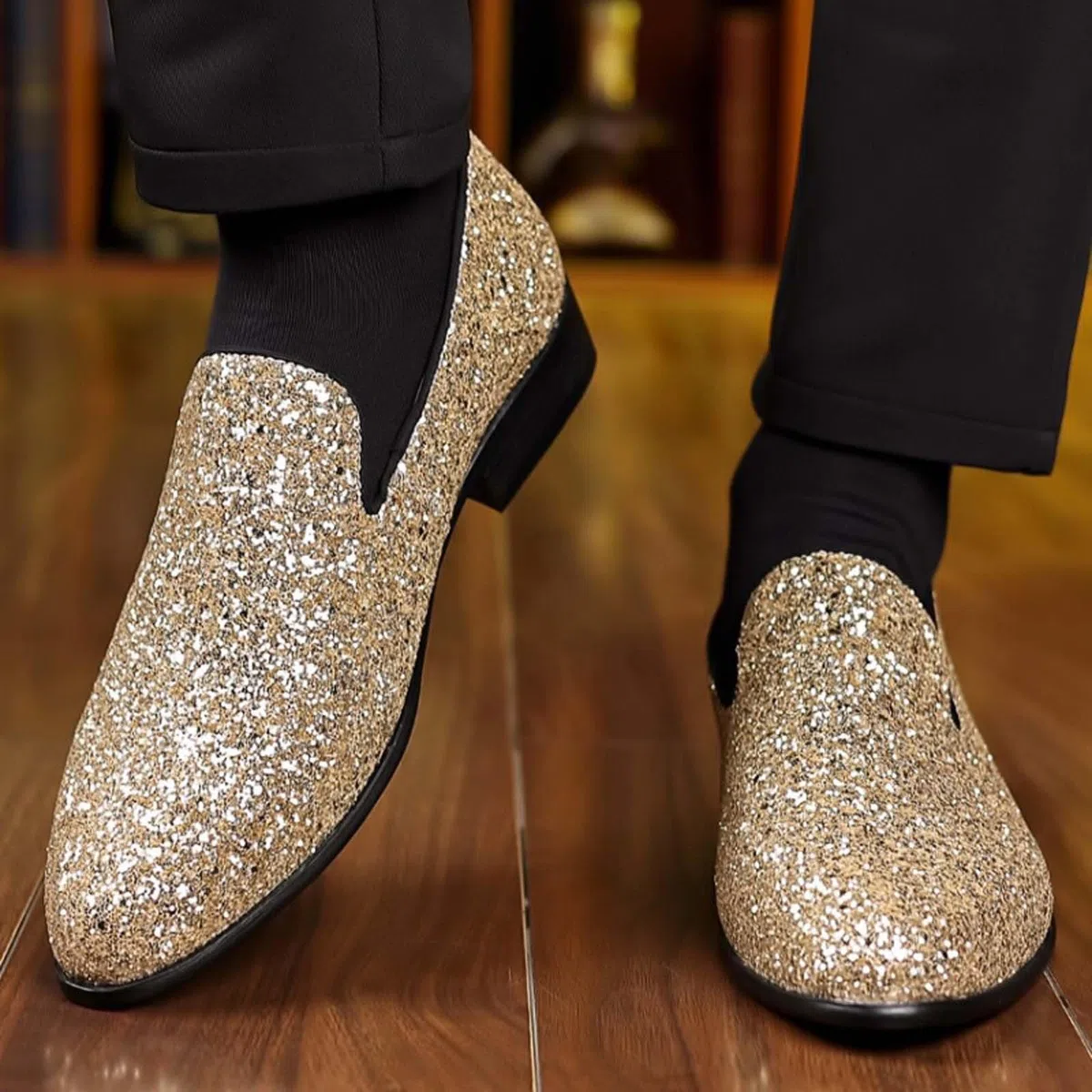 Generisch Scarpe da sera da uomo, con paillette, con brillantini, eleganti e luccicanti, con strass