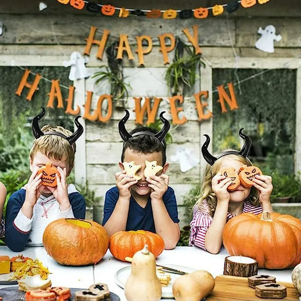 SYJYM - Copricapo per travestimento da Antilope e Diavolo, per travestimento di Natale, Halloween, con corna da strega, regina nera, corna da demone, copricapo