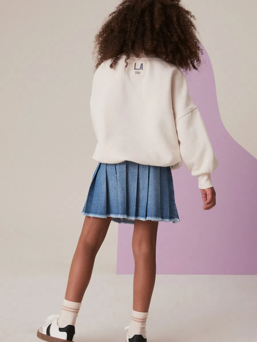 NEXT Ragazza Gonna in Denim a Pieghe