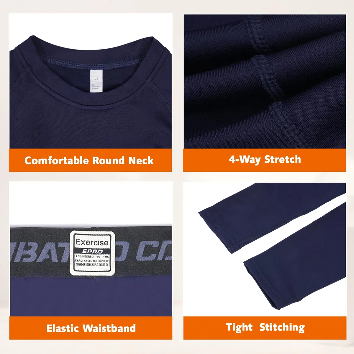 Dtone Set di maglia termica a maniche lunghe e leggings per bambini, da calcio, per sport e sci