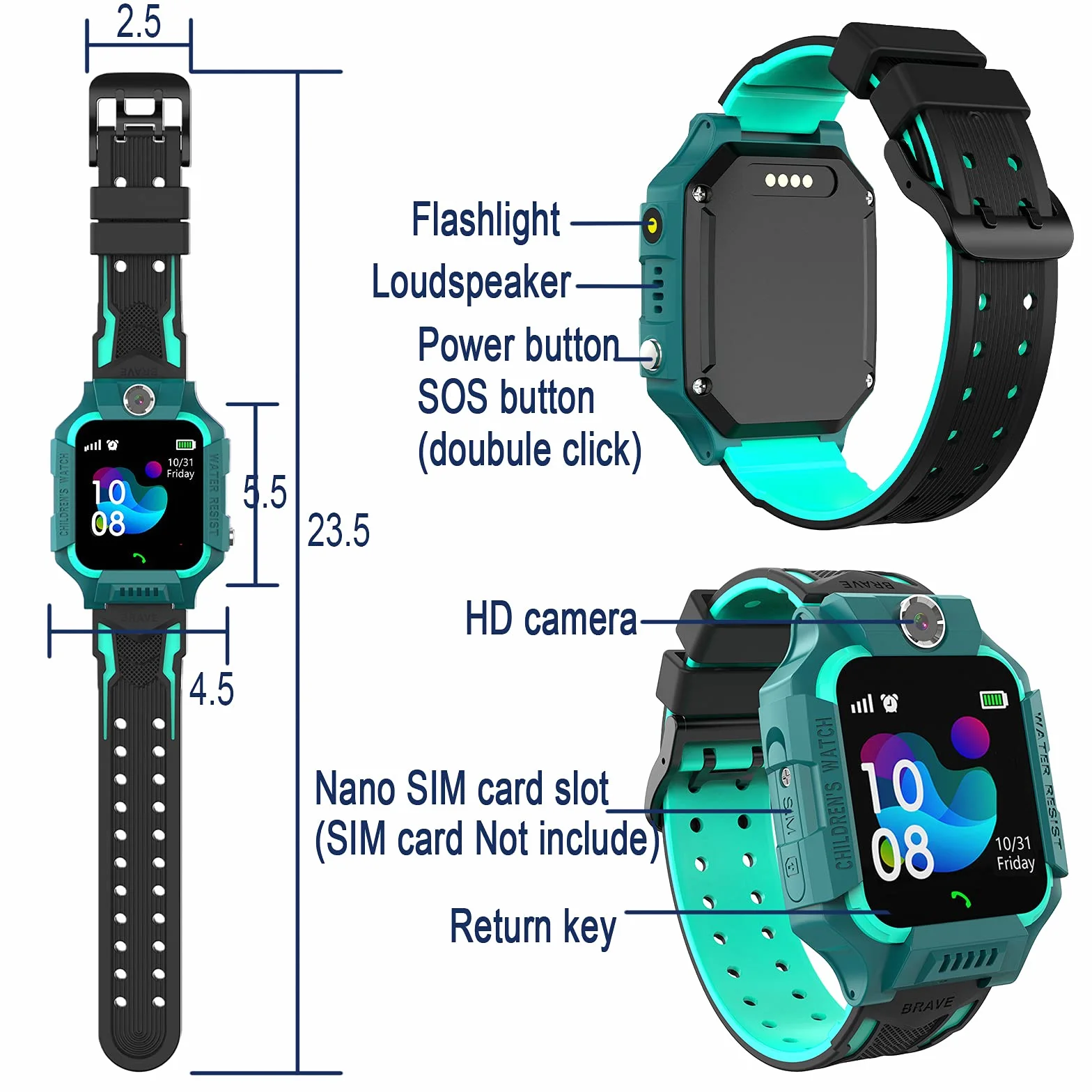 PTHTECHUS Smartwatch Telefono Gioco per Bambini, Orologio Intelligente con Chiamata, Orologi per Studente Calcolatrice Pedometro Torcia Sveglia Video Lettore Musica, Regali per ragazzi ragazze(Blu)