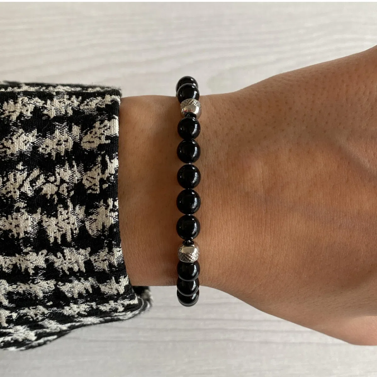 10:10 Bracciale Uomo Donna Tormalina Nera Naturale 6 mm – Beads in Acciaio Inox, Braccialetto Regolabile, Comodo e Resistente all’Acqua – Idea Regalo, Made in Italy