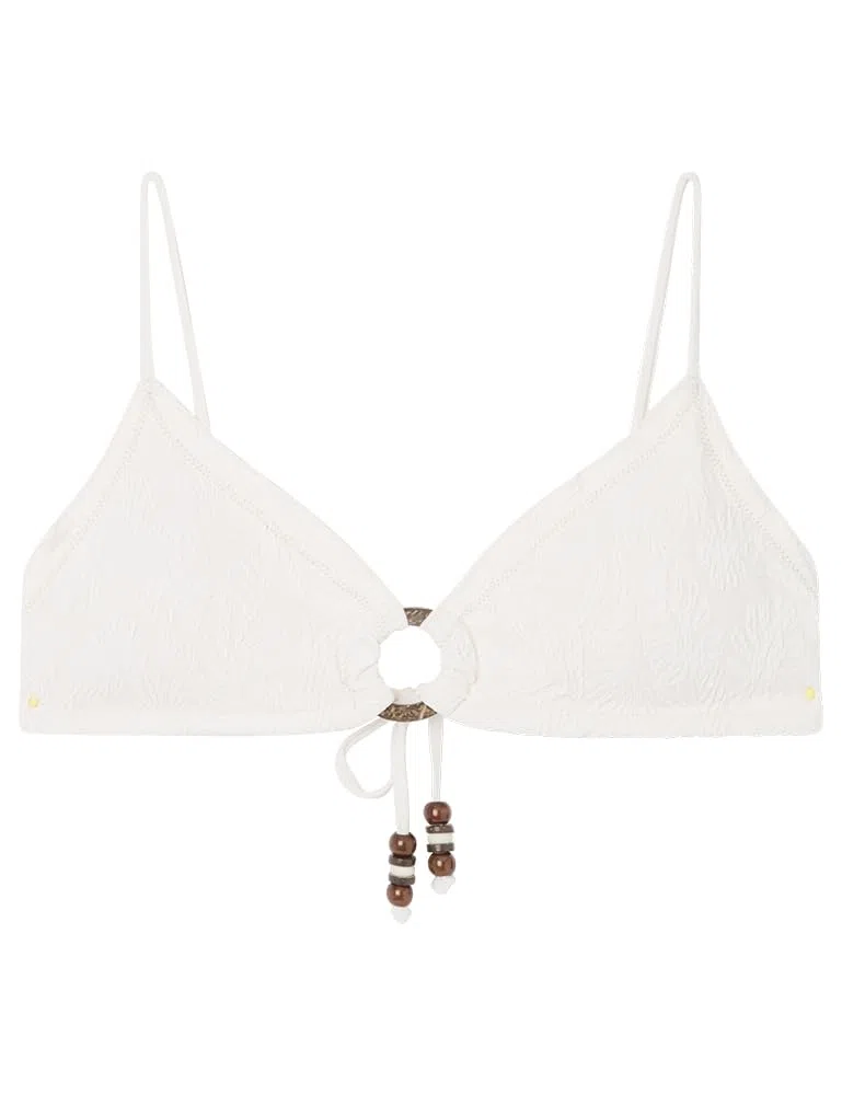 Women'secret White Triangle Padded Bikini Top with Ring Reggiseno Donna (Pacco da 1)