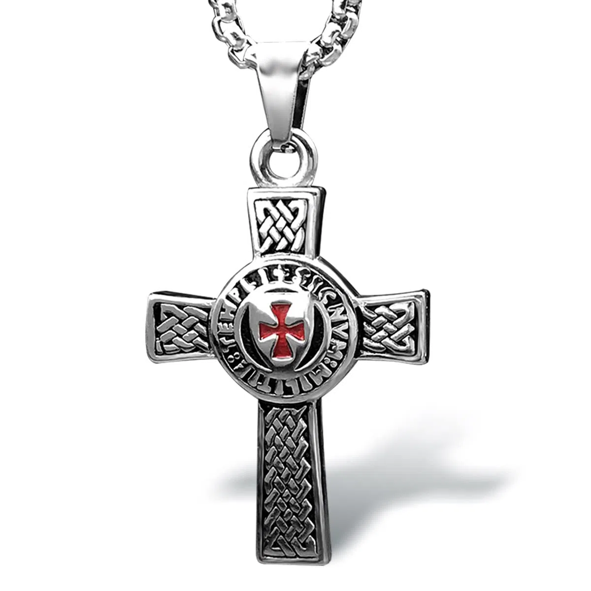 bahamut Collana con ciondolo a forma di croce templare, per uomini e ragazzi, in acciaio inox, stile vintage, con catenina da 63,5 cm