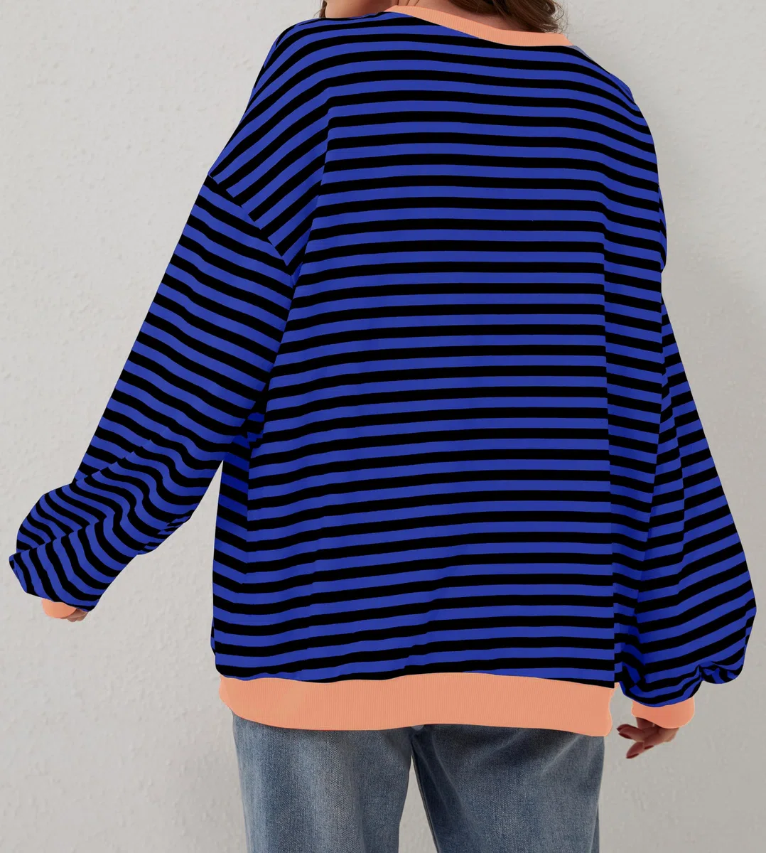 DUOEASE Felpa Oversize Donna Invernale Semplici Righe Manica Lunga,Maglione Donna Elegante Girocollo Casual