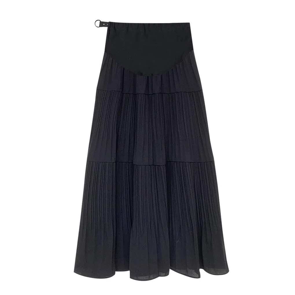 Gonna da Donna maternità con Volant Estivo Casual Gonna Lunga Premaman Tinta Unita Vintage a Pieghe Maxi Gonna a Strati Donna Gravidanza A-Line Gonna a Dondolo in Chiffon
