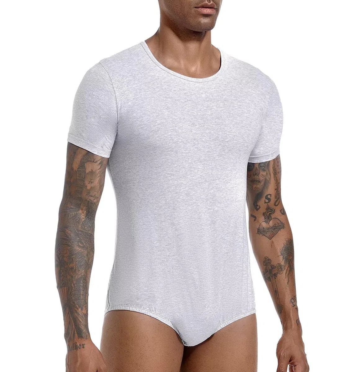 Landofgenie Body da Uomo Intero Intimo con Cotone a Maniche Corte