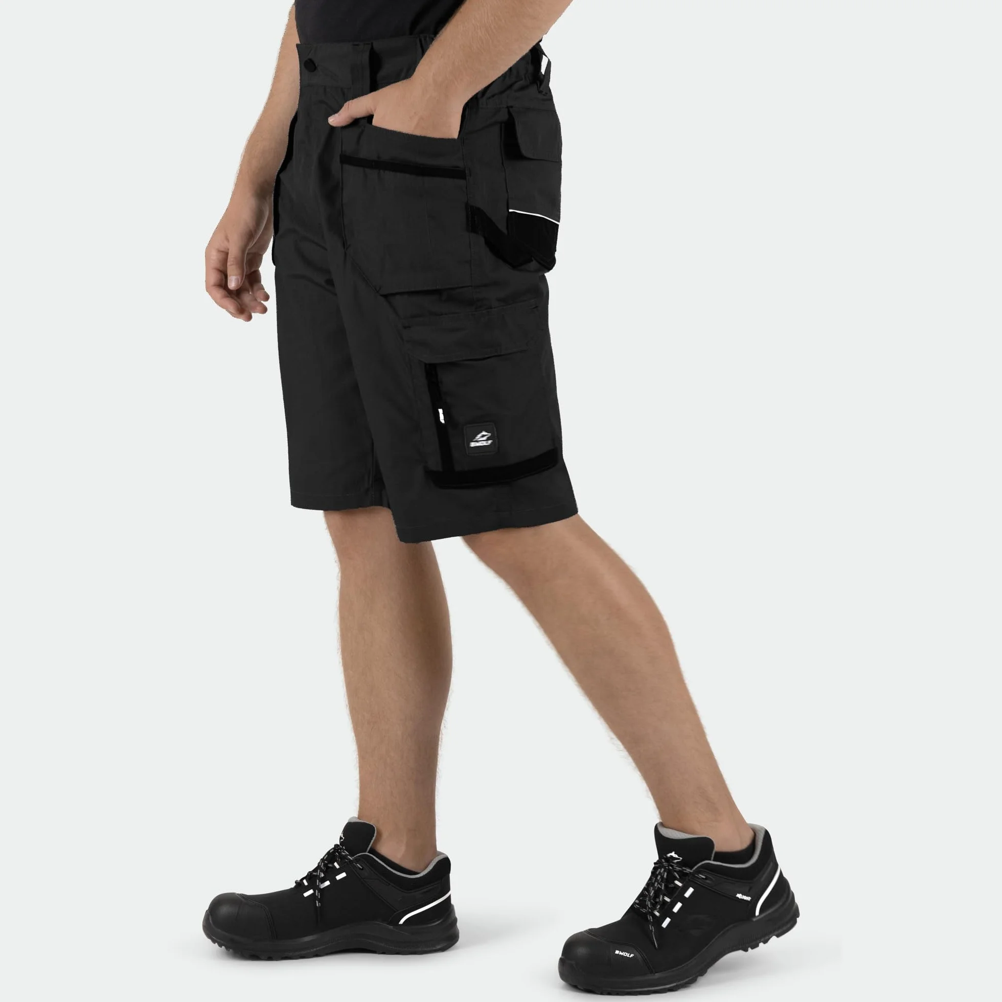BWOLF Drift - Pantaloni da lavoro da uomo, corti da lavoro, in tessuto ripstop con molte tasche