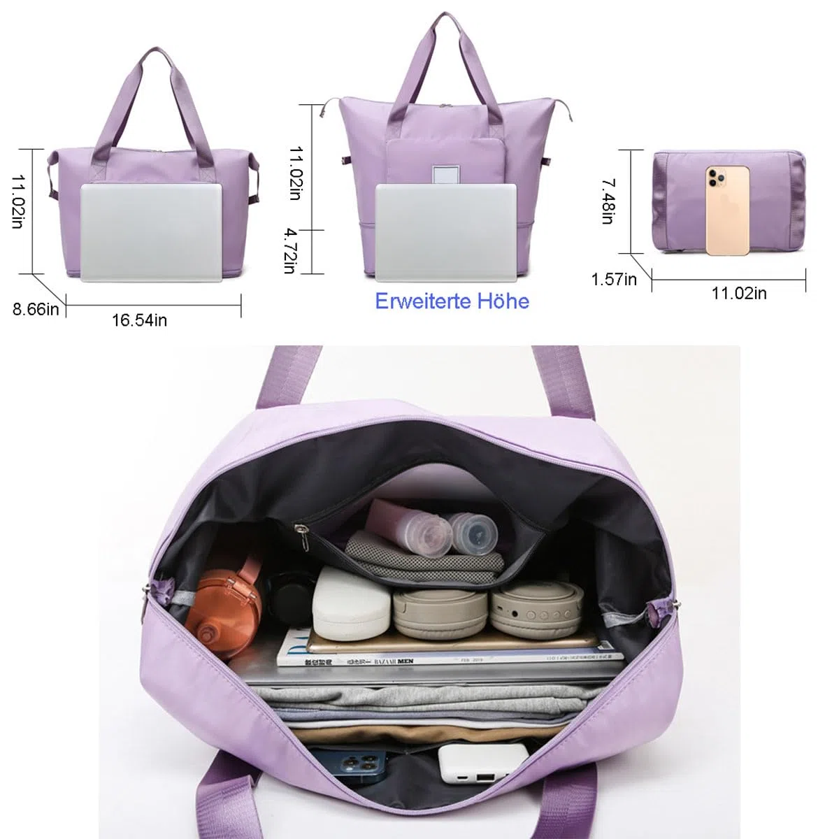 Cocoletti - Borsa da viaggio pieghevole per bagaglio a mano, 40 l, per bagagli a mano, separazione bagnata e asciutta, Colore: rosa., Grande capacità