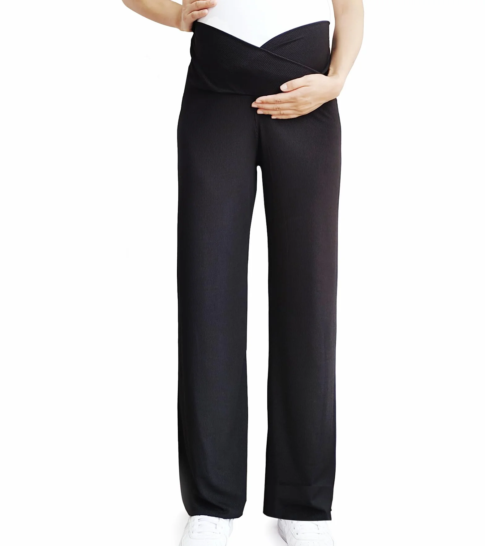 Pantaloni Premaman Gamba Larga, Pantaloni Lunghi Larghi Casual da Gravidanza Donna, Pantalone Premaman per Lavoro Pantaloni da Atletici Comodi