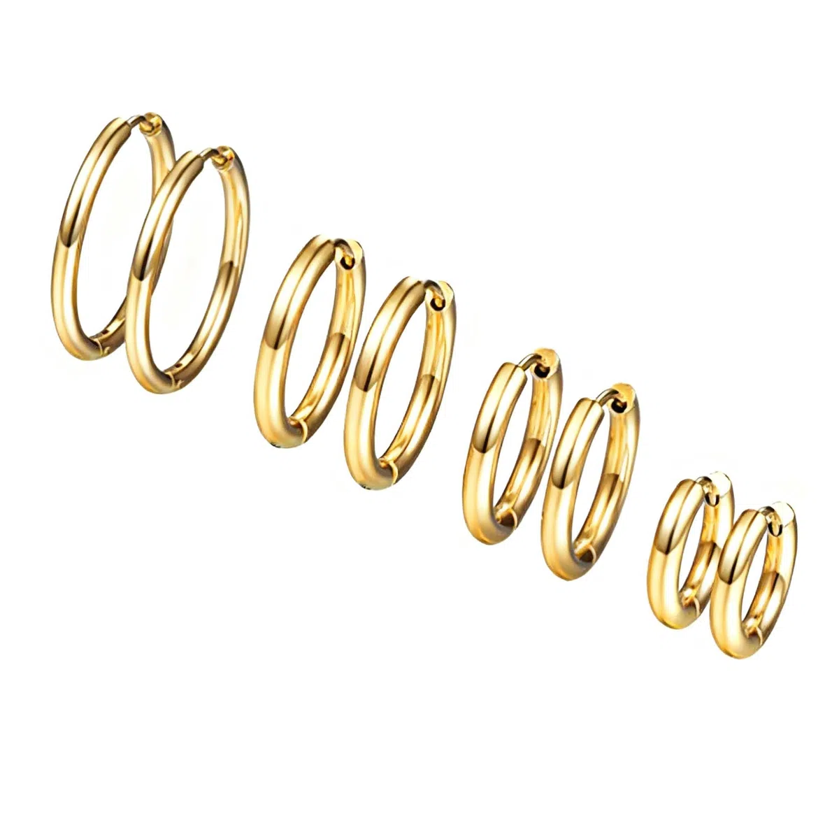 PROSTEEL Set di orecchini da uomo, unisex, alla moda, in acciaio inossidabile 316L, placcati oro/placcati in metallo nero (3 o 4 pezzi)