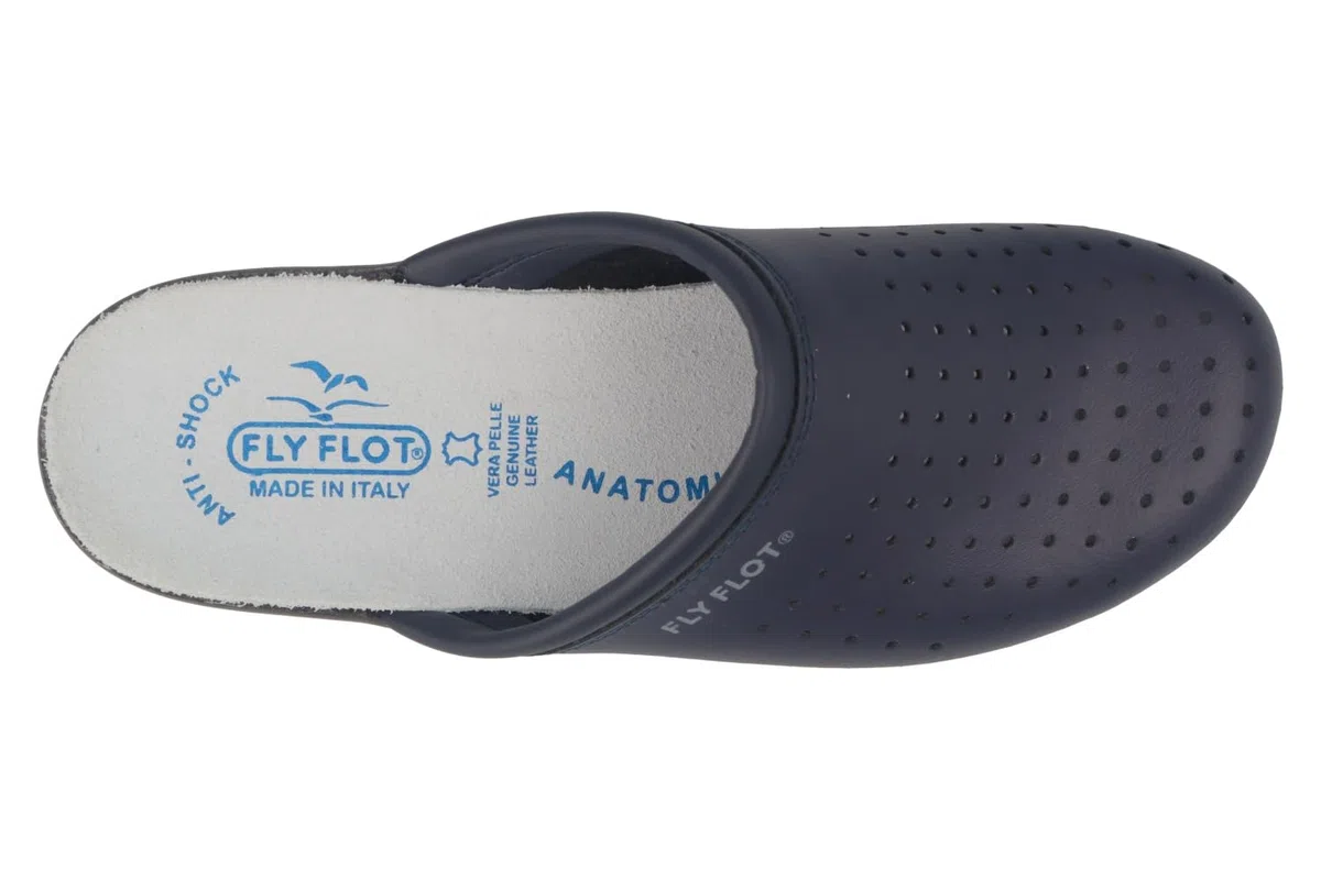 Fly Flot | Woman Professional, Zoccoli Sanitari Donna, Ciabatta con Tomaia in Pelle Forata, Sottopiede in Pelle Scamosciato