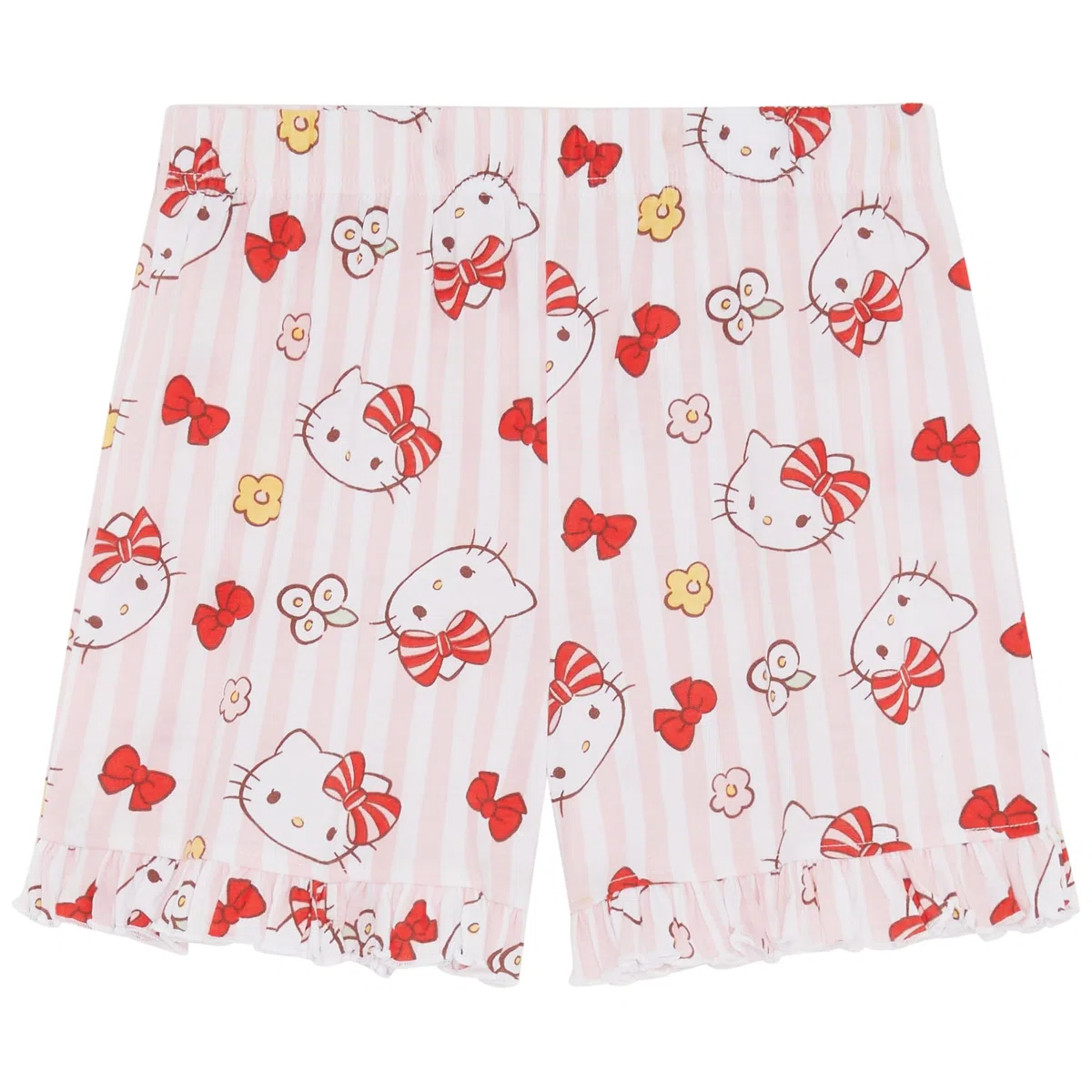 Hello Kitty Pigiama Corto da Ragazza con Maniche a Balze 100% Cotone, Rosa