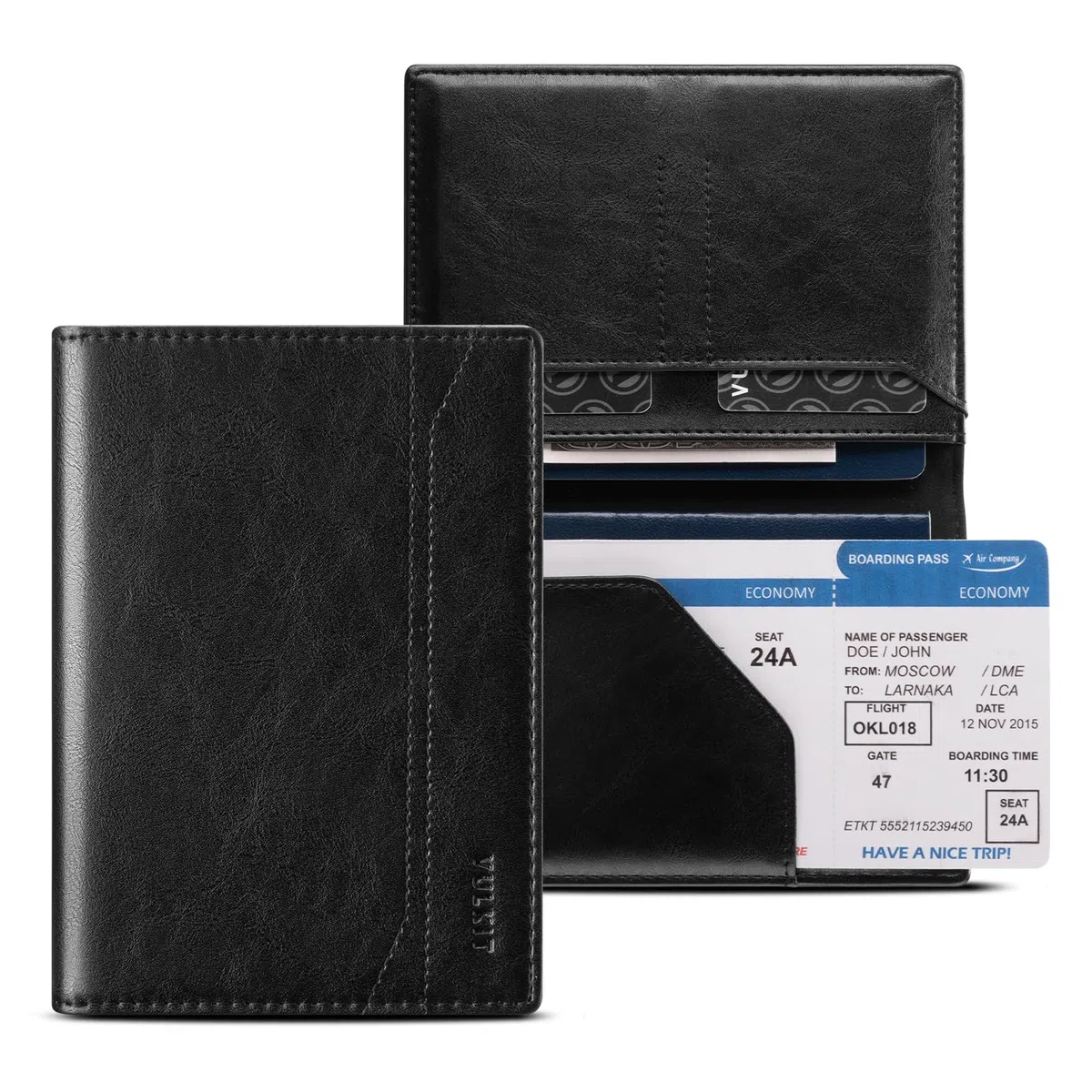 VULKIT Porta passaporto da viaggio, custodia per passaporto con blocco RFID, portafoglio sottile da viaggio per uomini e donne, Colore: nero antracite., Standard, Minimalista