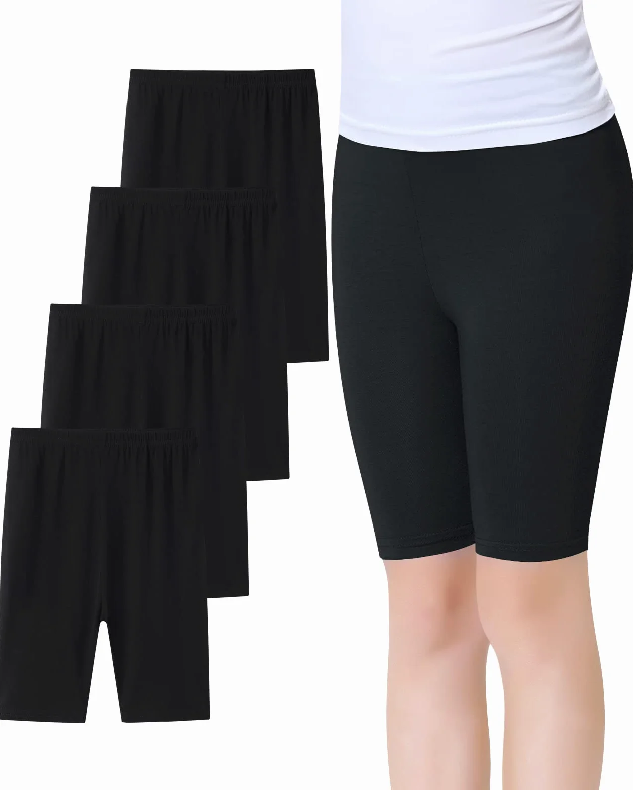Domee Pantaloncini Leggings Corti Shorts Estivi Bambina Pacco da 4