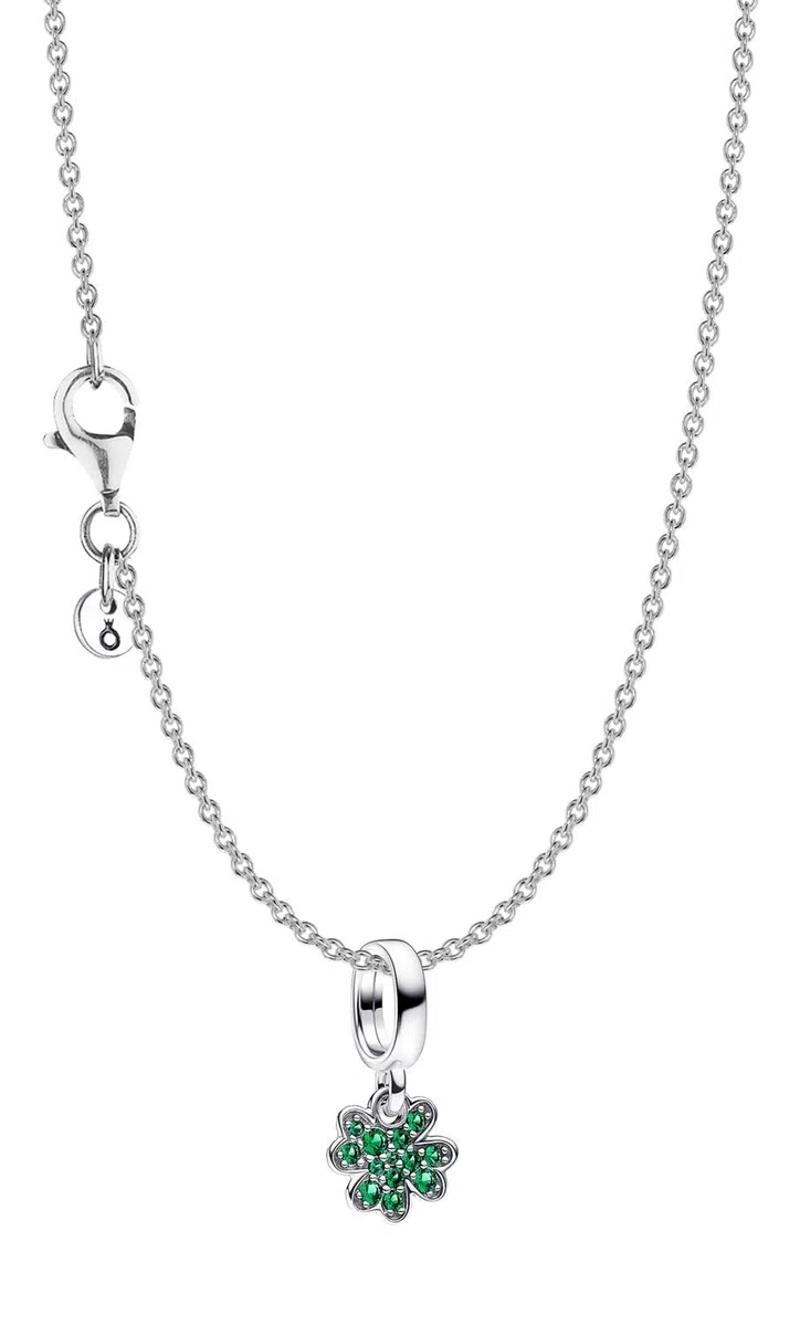 PANDORA Collana da donna, quadrifoglio, in argento con ciondolo portafortuna 15814
