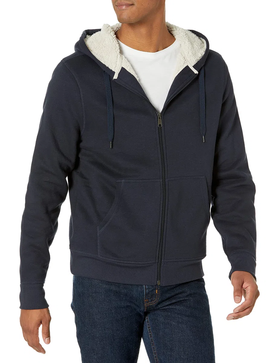 Amazon Essentials Felpa con Cappuccio e Cerniera Integrale in Pile Foderata in Sherpa Uomo