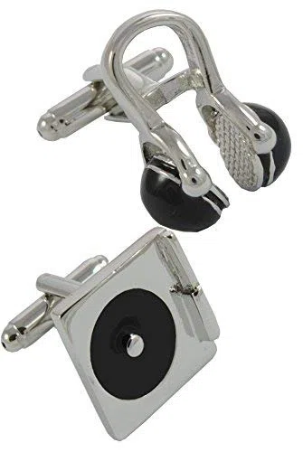Cufflinks for Men + Presentation Box - Music - Novelty Metal Designer Fun Cufflinks - Solid Brass Metal - Music and Film - One Pair