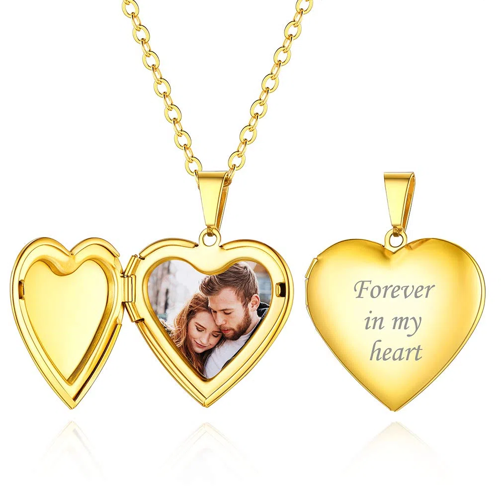 Custom4U Collana Donna Personalizzata Locket Argento Oro Foto Testo Inciso Nome Data in Acciaio Inox 316L Antiallergico Catena 50+5 CM Collana Mamma Fidanzata Confezione Regalo Creativo
