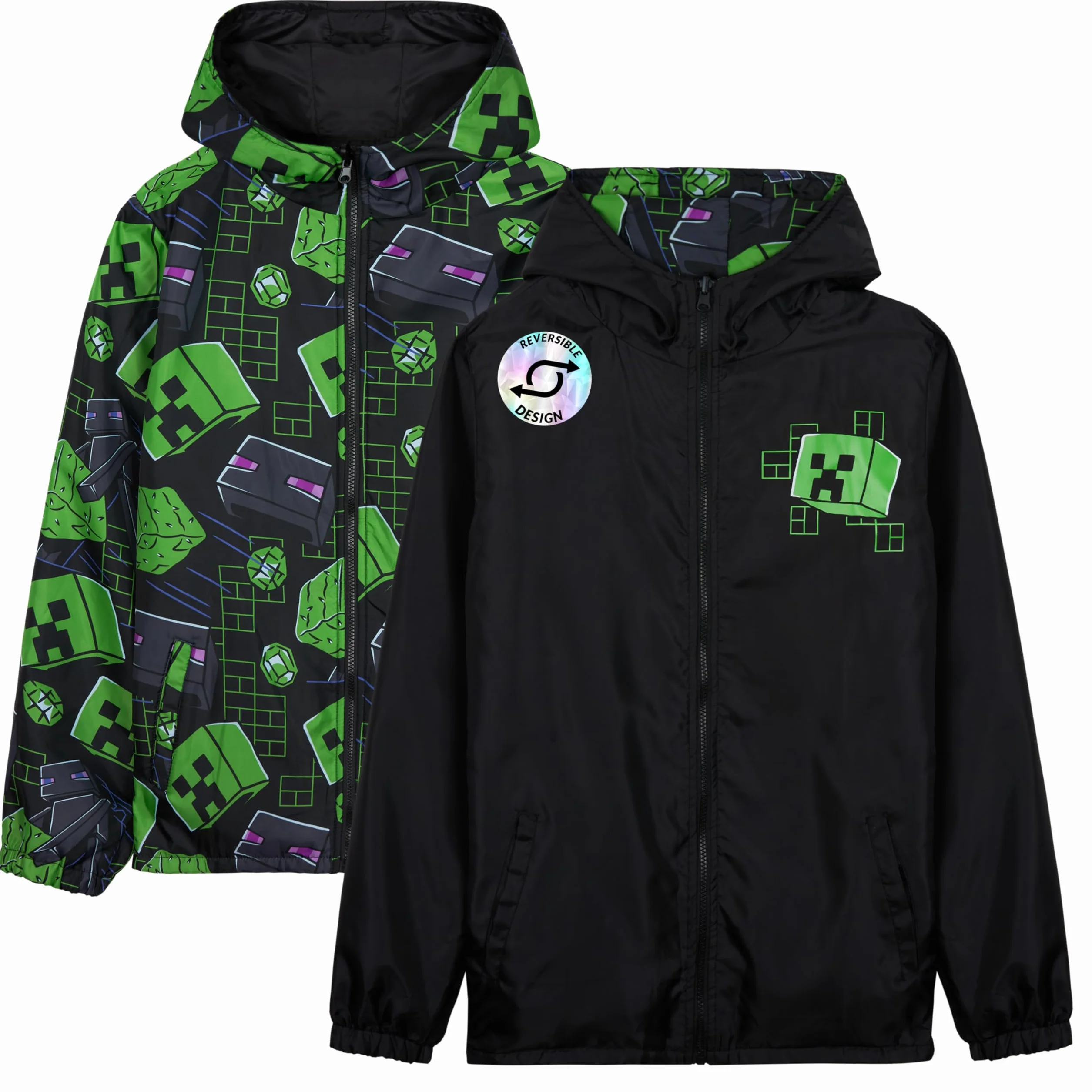 Get Trend Fortnite | Minecraft | Pokemon Giacca Impermeabile Bambino, Giacca Antipioggia con Fodera in Pile o Reversibile, Regalo Ragazzo