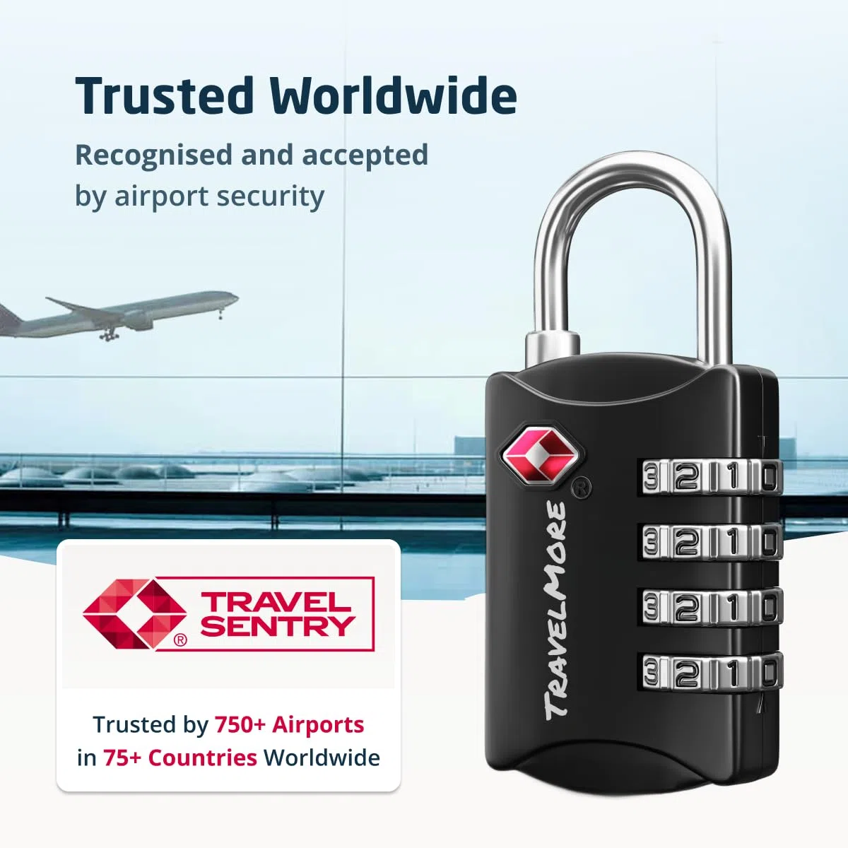 Lucchetto Valigia TSA Approvato | Lucchetti da Viaggio con Combinazione a 4 Cifre | Ideale per Valigia, Zaino, Borsa da Viaggio, Armadietto, ecc. | Confezione da 5 (Nero)