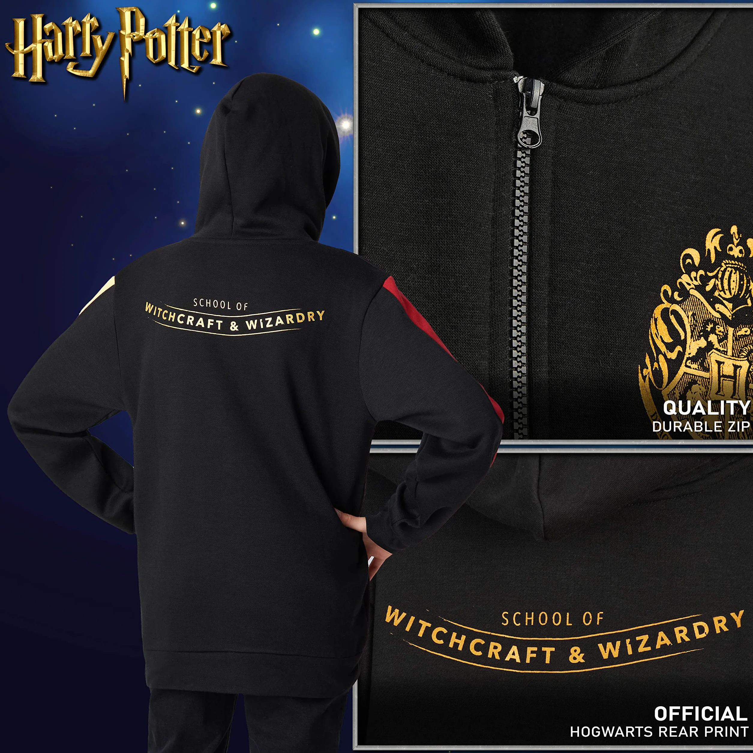 Harry Potter Felpa Cappuccio Bambina, Morbido Hogwarts Zip Felpe con Cappuccio